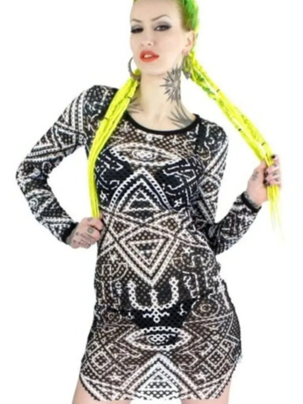 Thelemea fishnet bodycon dress